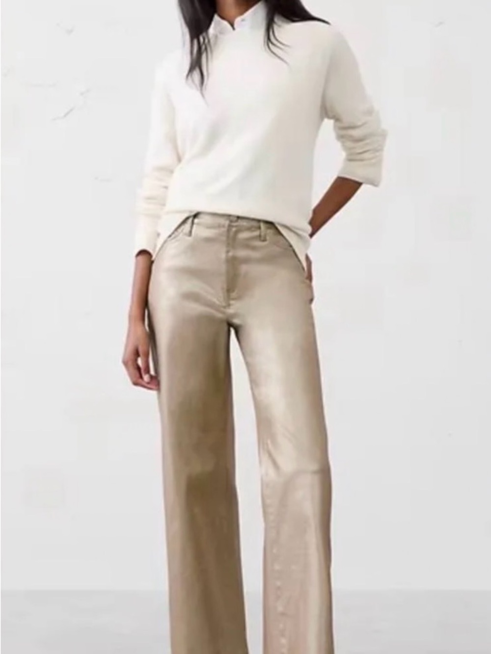Banana Republic Metallic Gold Straight High-Rise Pants